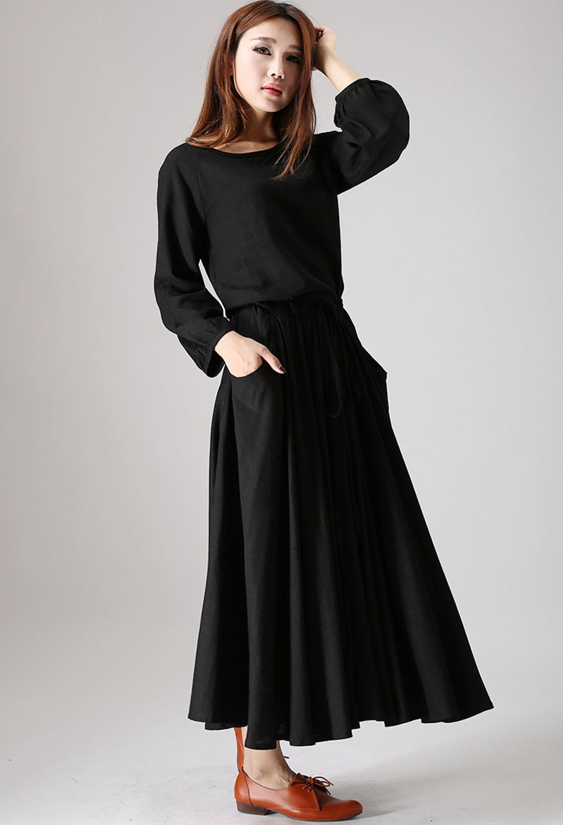 Black Dress Ladies Maxi Dress Boho Dress Womens Casual