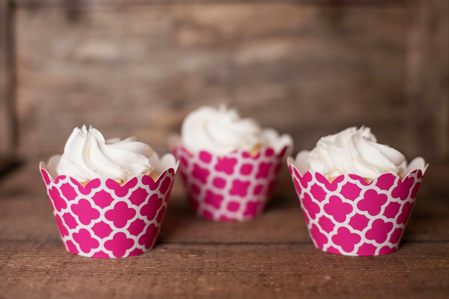 12 Cupcake Wrappers Pink Spanish Tile by getthepartystarted