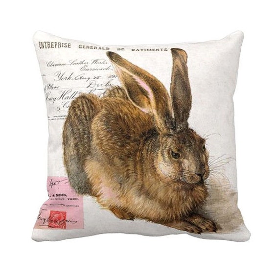 Pillow Cover Bunny Rabbit Woodland Rabbit by JolieMarche on Etsy