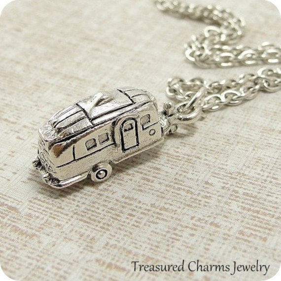 Camper RV Necklace Silver Camper Charm on a Silver Cable