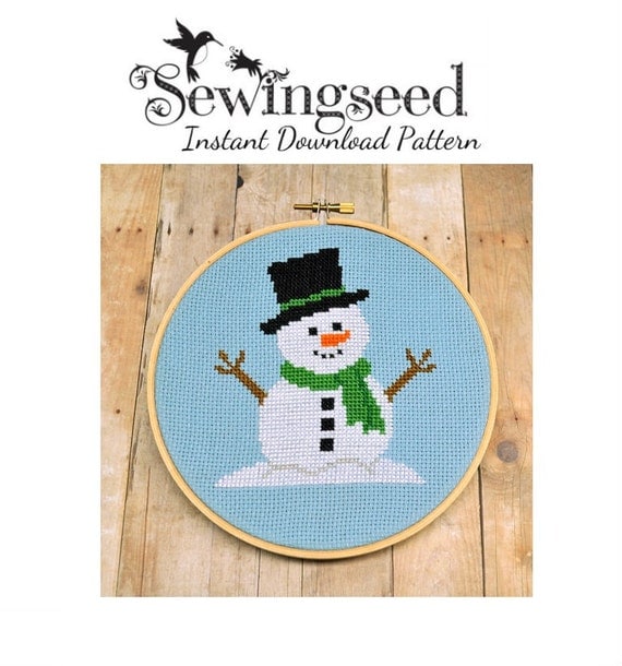 Snowman Cross Stitch Pattern Instant Download by Sewingseed