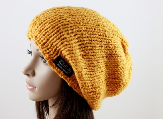 Hand Knit Hat Women's Hat Slouchy Hat Slouchy Beanie by zukas
