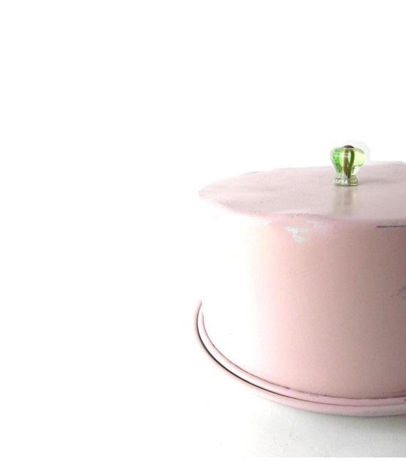 Easter Pastel Pink Cake Dome. Shabby Cottage Wedding Cake Server. French Country Farmhouse Metal Cake Plate.