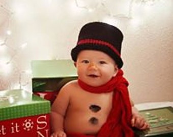 Snowman Top Hat- Crochet Black Baby Top Hat - Baby Boy Top Hat- Photography Prop- Infant Top Hat