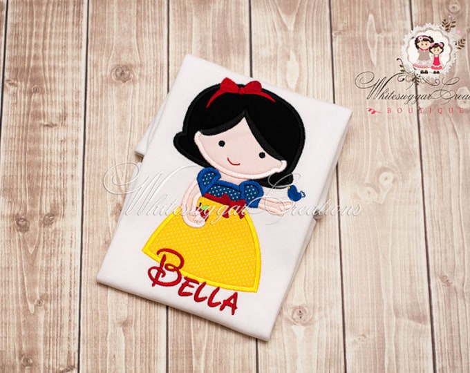 Princess White as Snow Appliqued Shirt - Custom Baby Girl Princess Shirt - Baby Girl Outfit