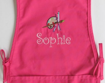 Personalized Kids Smock - Monogrammed Childs Art Apron - Paint Palette