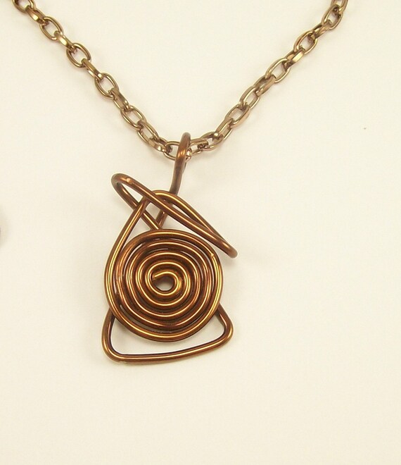 Items similar to Copper Wire Pendant Jewelry Necklace, Handmade