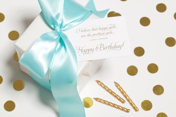 Birthday Gift Tag - Letterpress Foil Set of 12 Tags - Happy Girl by Flair Designery Il_570xn