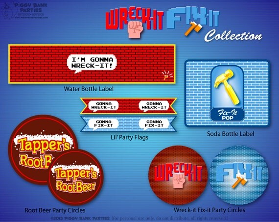 WRECK It FIX It Collection : DIY Printable Video Game Decorations - Instant Download Il_570xn