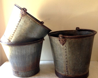 Large Vintage French Zinc Farm Pail, Reserve List