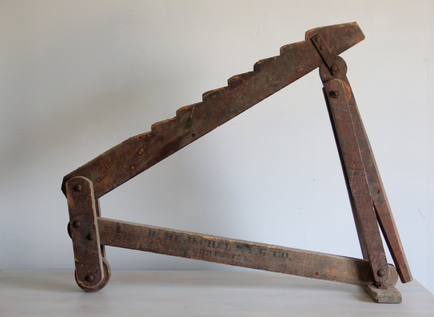 antique wooden wagon / buggy jack primitive farm tool