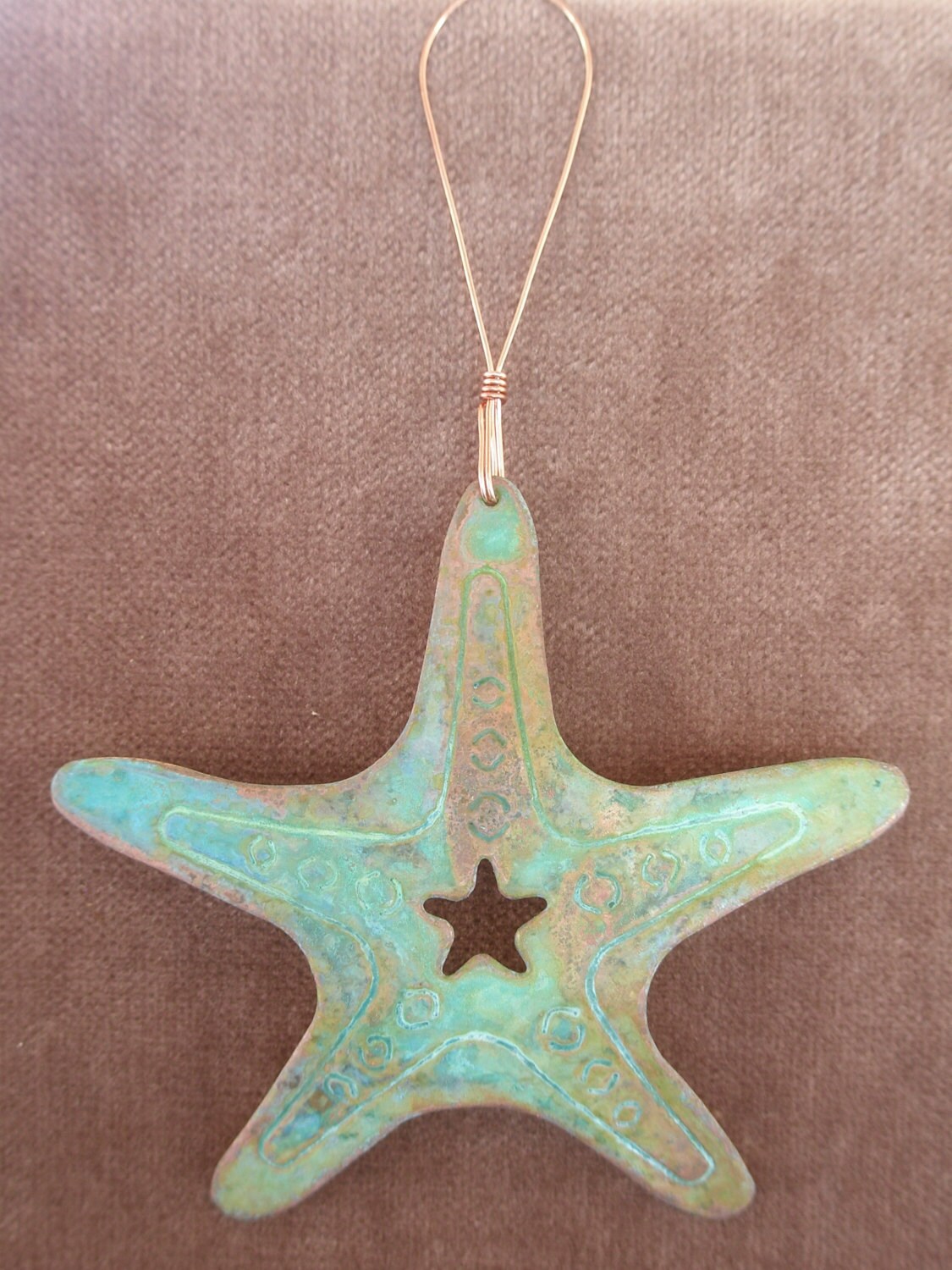STARFISH Copper Verdigris Ornament - Handcrafted in The Copper State (Arizona USA)