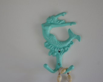 Cast Iron Mermaid Wall Hook - Jewelry Holder - Towel Holder