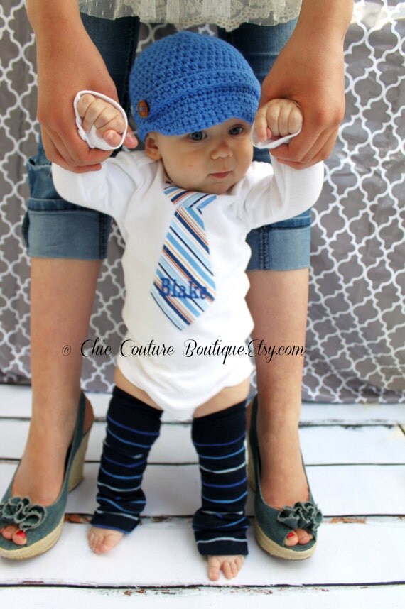 Baby Boy Easter Spring Personalized Tie Bodysuit & Leg Warmers SET. Photo Prop Outfit Argyle Baby's 1st Birthday Outfit Wedding Valentine's by ChicCoutureBoutique