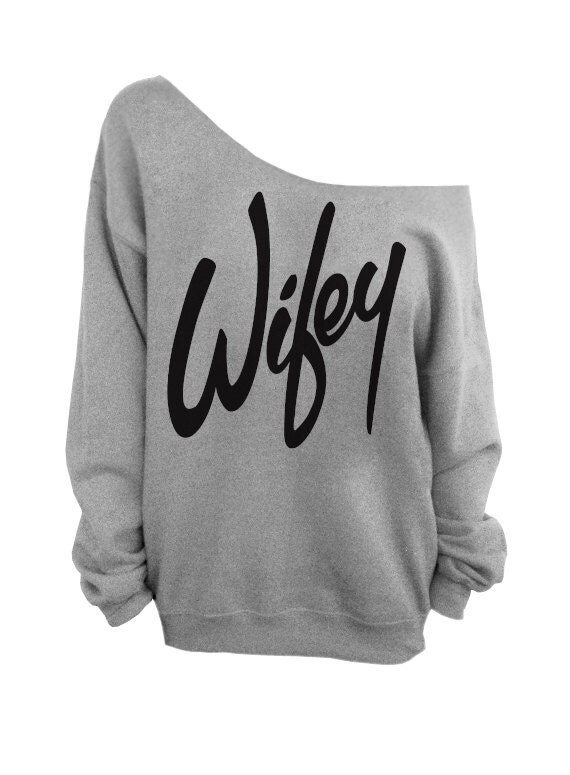 Wifey Gray Slouchy Oversized Sweatshirt by DentzDesign on Etsy