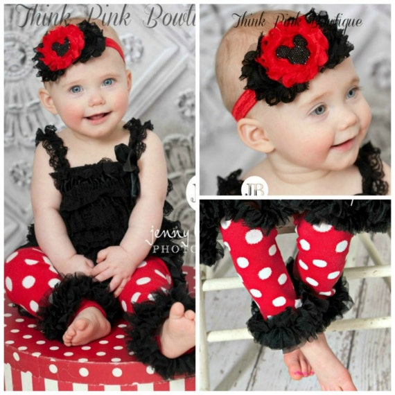 mickey minnie mouse legwarmers and headband SET, Mickey Minnie Mouse headband, mickey minnie legwarmers, leg warmers, birthdya outfit. by ThinkPinkBows