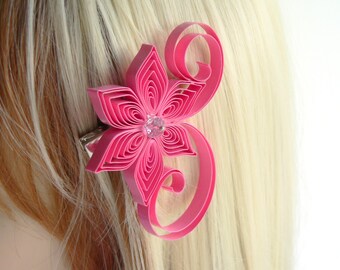 Pink Hair Flowers Wedding, Bubble Gum Pink Wedding Hair Clip, Bubble Gum Wedding Hair Accessory