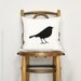 SALE / 50% OFF - Black and white pillow cover - Black bird print on offwhite accent pillow cover - 16x16 decorative pillow cover