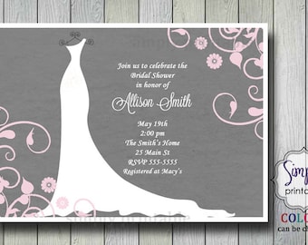 Wedding Dress Bridal Shower Invite