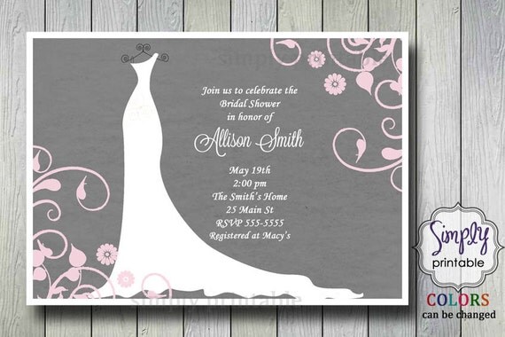 Wedding Dress Bridal Shower Invite Il_570xn