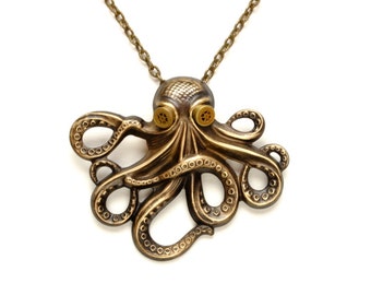 Steam Punk Necklace OCTOPUS Necklace Steam Punk Kraken Cthulhu Steampunk Goggles Steam Punk Jewelry By Victorian Curiosities
