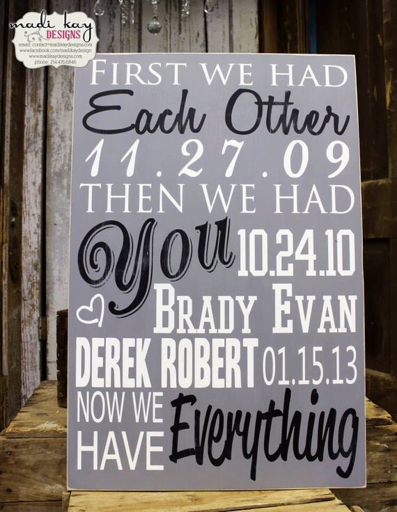 Items similar to Personalized Family Dates Sign on Wood or Canvas on ...