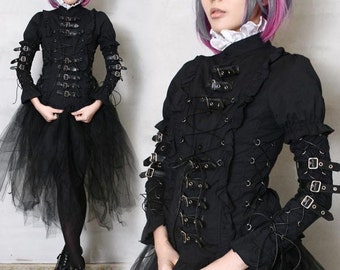 Industrial Steampunk Leather Strap EGL Elagent Gothic Lolita Aristocra Punk Armor Corset