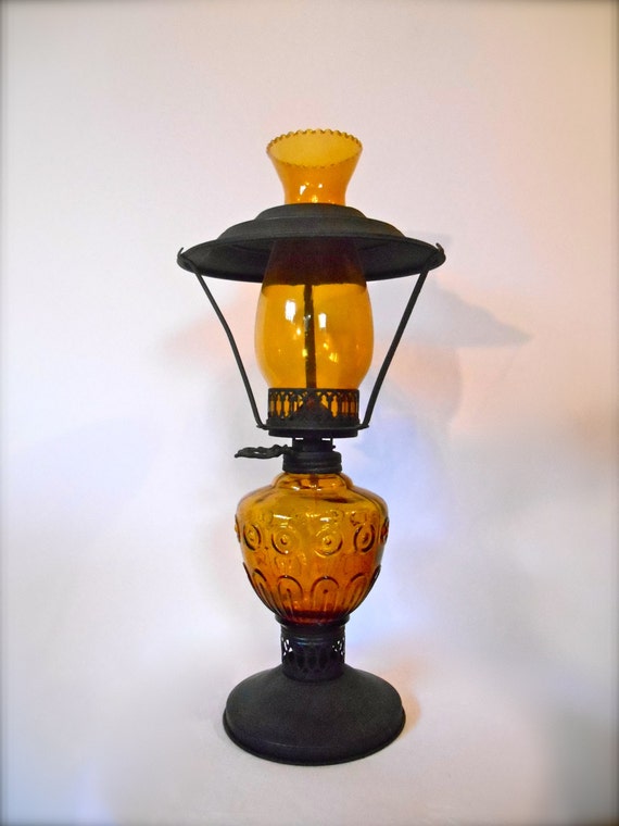 Antique Amber Oil Lamp Antique Oil Lamp with by DivineDiscoveries