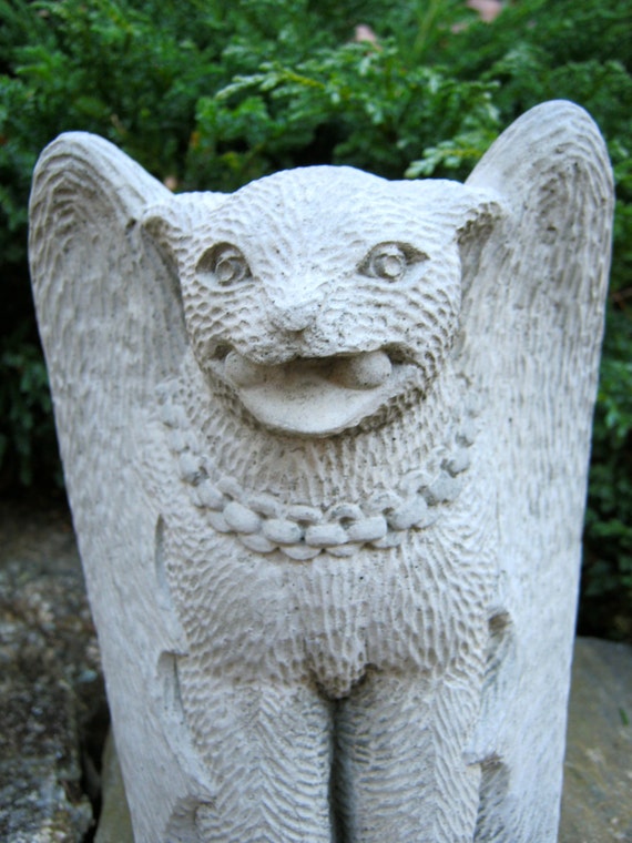 Gargoyle Cat Evil Feline Concrete Garden by WestWindHomeGarden