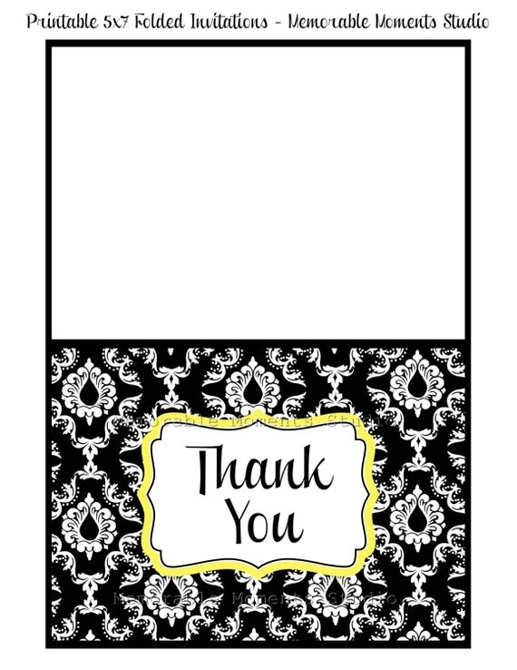 INSTANT DOWNLOAD Printable 5x7 Folded Thank You Card