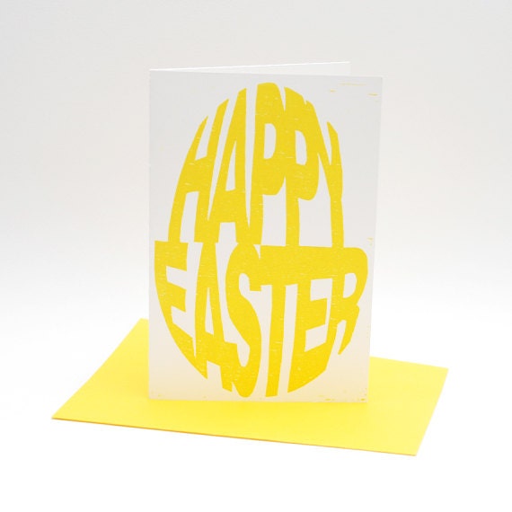 Letterpress Easter card, Vrolijk Pasen, Happy Easter, hand-printed woodcut