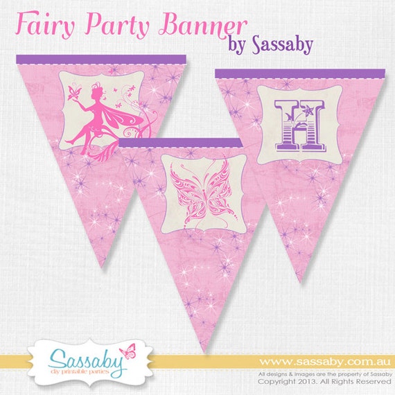 Fairy Party Banner - Girls Birthday - DIY PRINTABLE FILES by Sassaby Il_570xn