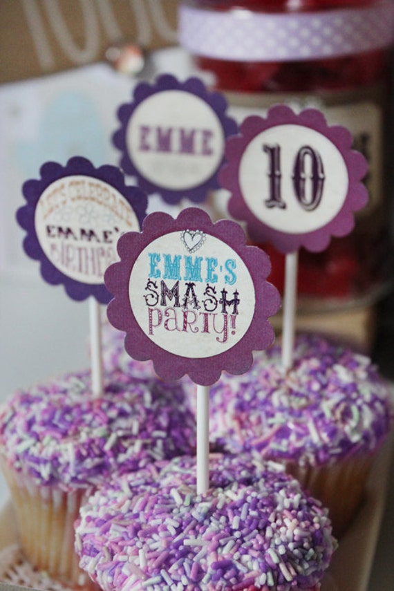 Smash Party Circle Tags/Toppers - INSTANT DOWNLOAD - Editable & Printable Birthday Decorations by Sassaby Il_570xn