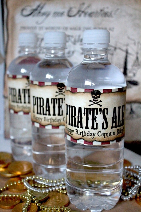 Pirate Water Bottle Labels INSTANT DOWNLOAD Editable