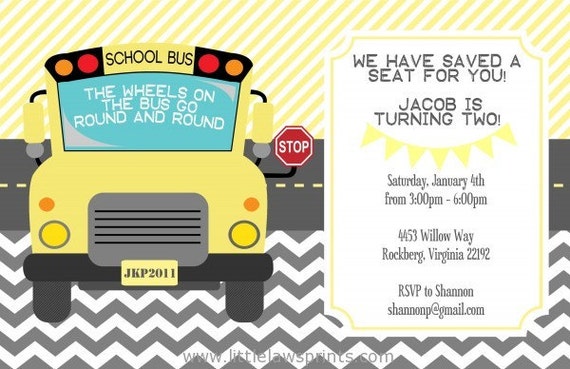 Wheels on the Bus Invitation by LittleLawsPrints on Etsy