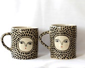 RESERVED LISTING - Two Leopard Cups - Ceramic double espresso Cups
