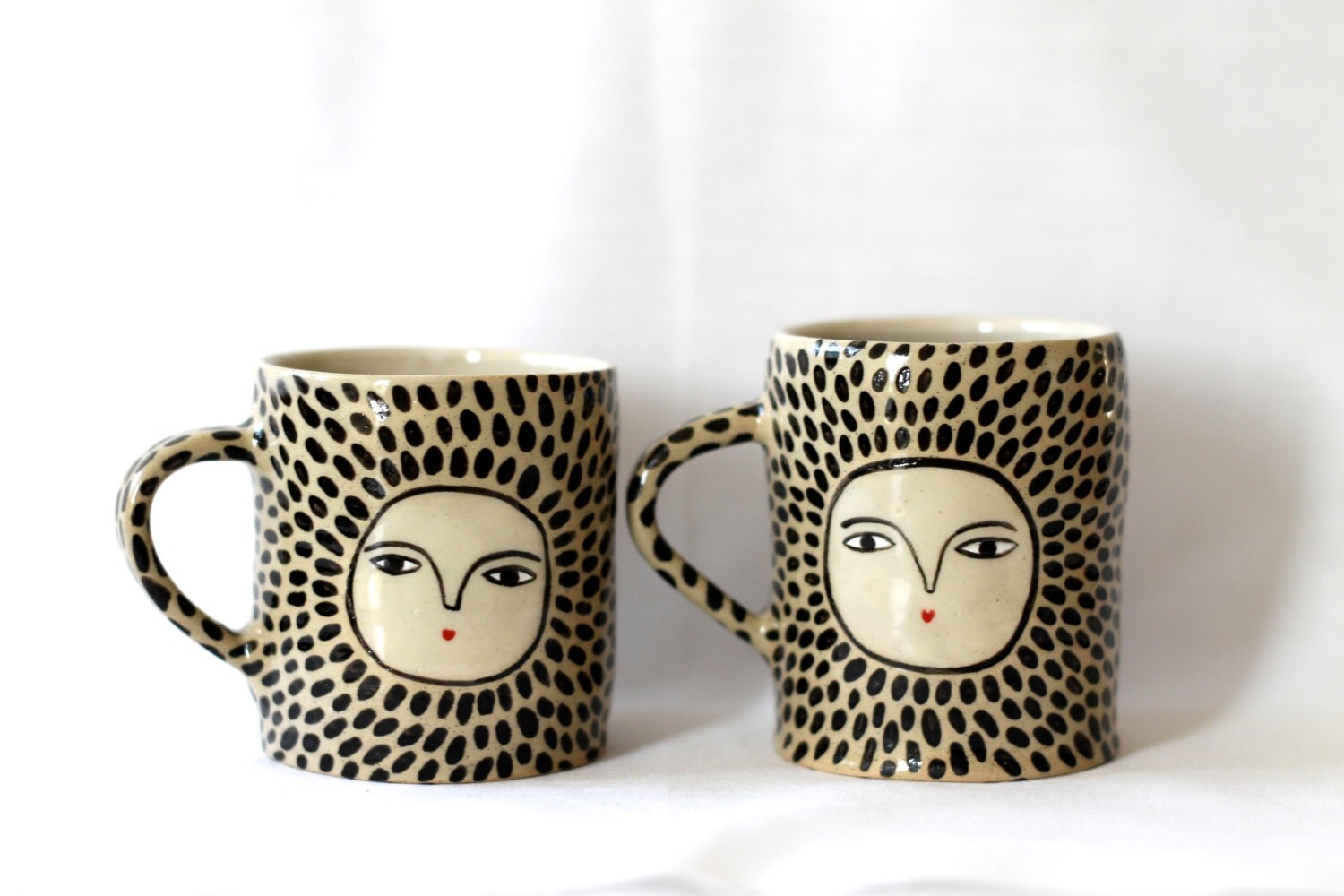 RESERVED LISTING Two Leopard Cups Ceramic double espresso