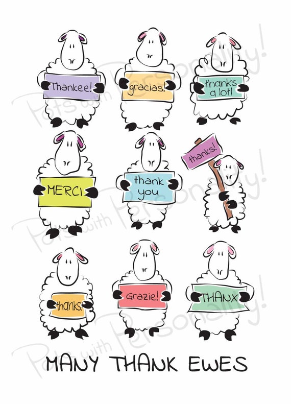 appreciation sign with letter page Themed Thank Card You Many Printable Sheep per 2