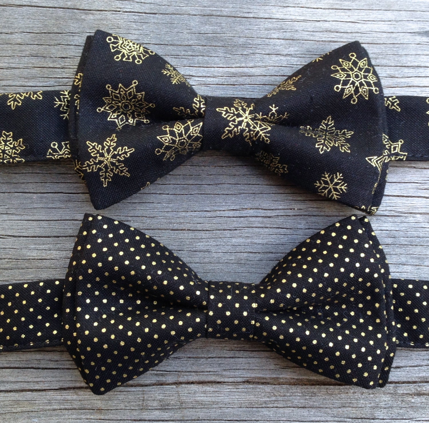 Black and Gold Bow Tie Black and Gold Ties Snowflake Bow