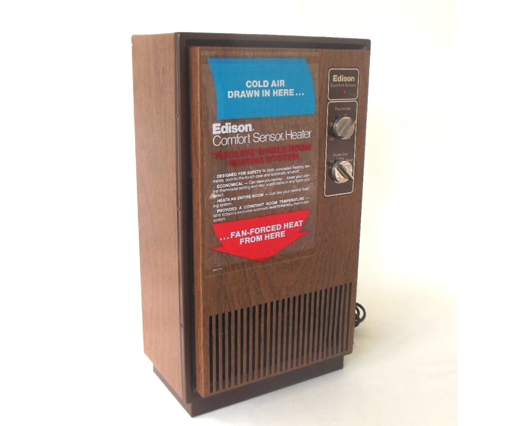 Space Heater Vintage 1970s Edison Comfort Sensor 324029H Wood