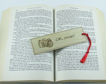 Camera Wooden Bookmark - Hand Pyrography - Photographer quote