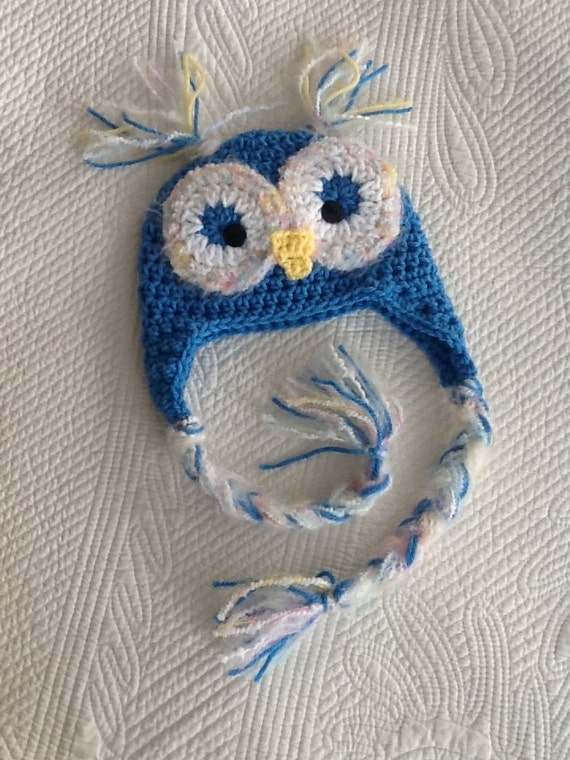 Newborn Owl Hat, Child Animal Hat, Owl Hat, Crochet Baby Hat, Blue Owl Hat, Baby Hat, Newborn Hat, Winter Hat