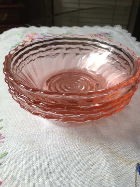 Jeanette Glass Co. Depression Glass Pink Petal Swirl