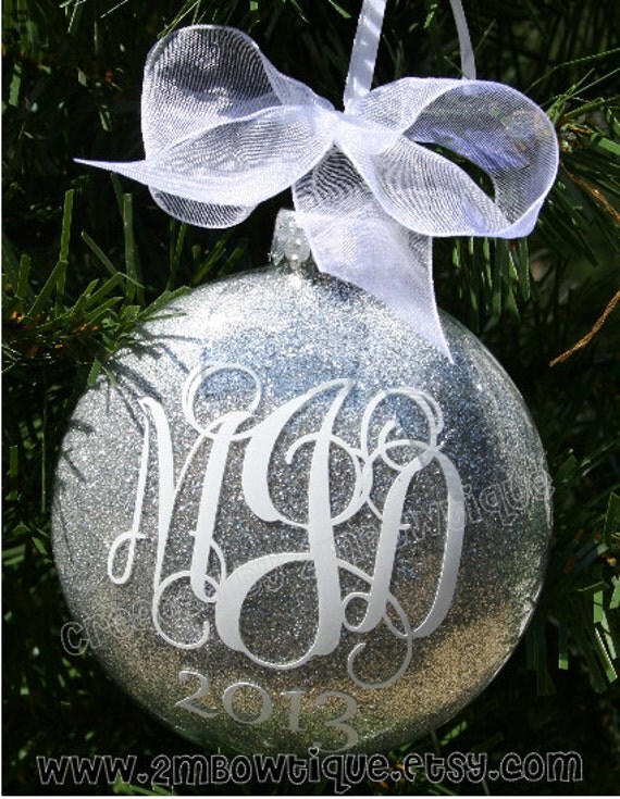 Gift Idea for Newly Married Couple. Monogrammed Glitter