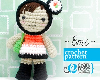 Emi Crochet Pattern - Instant Download -Emi Sushi Doll - amigurumi CROCHET PATTERN ONLY