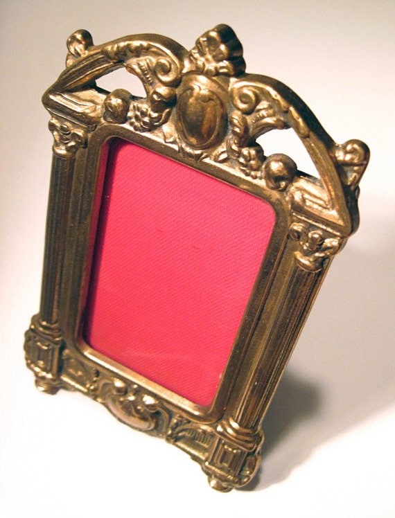 Small Ornate Vintage Brass Frame