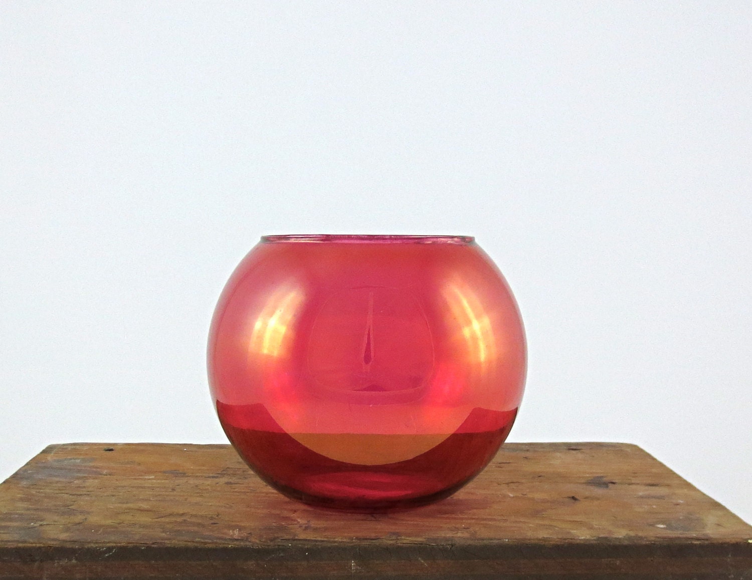 Antique Cranberry Glass Bowl Vase / Hand Blown Ruby by nyssaink
