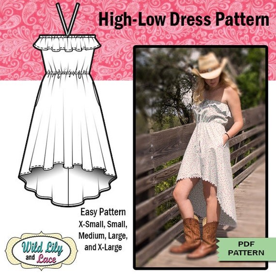  DRESS  PATTERN  easy sewing for high  low  dress 