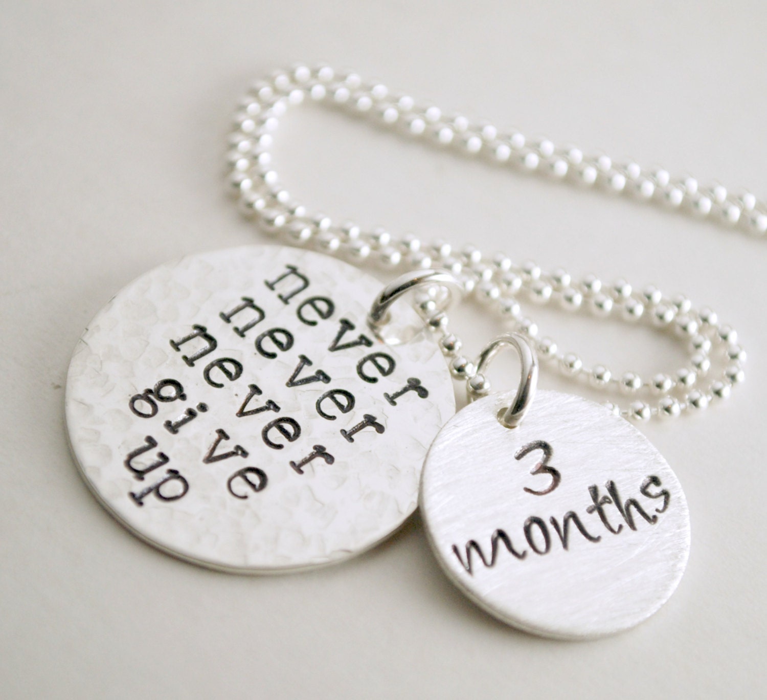 Sobriety Necklace Sober Recovery Jewelry Never Give Up Hand