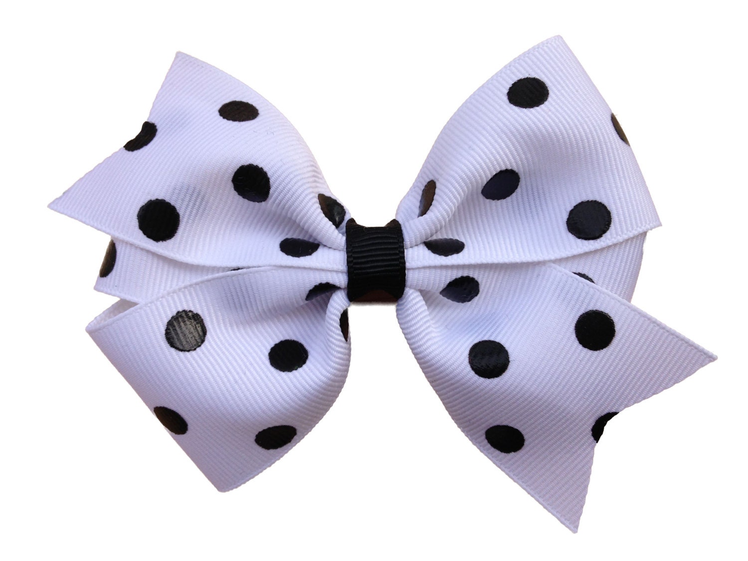 White & black polka dot hair bow black polka dot bow hair